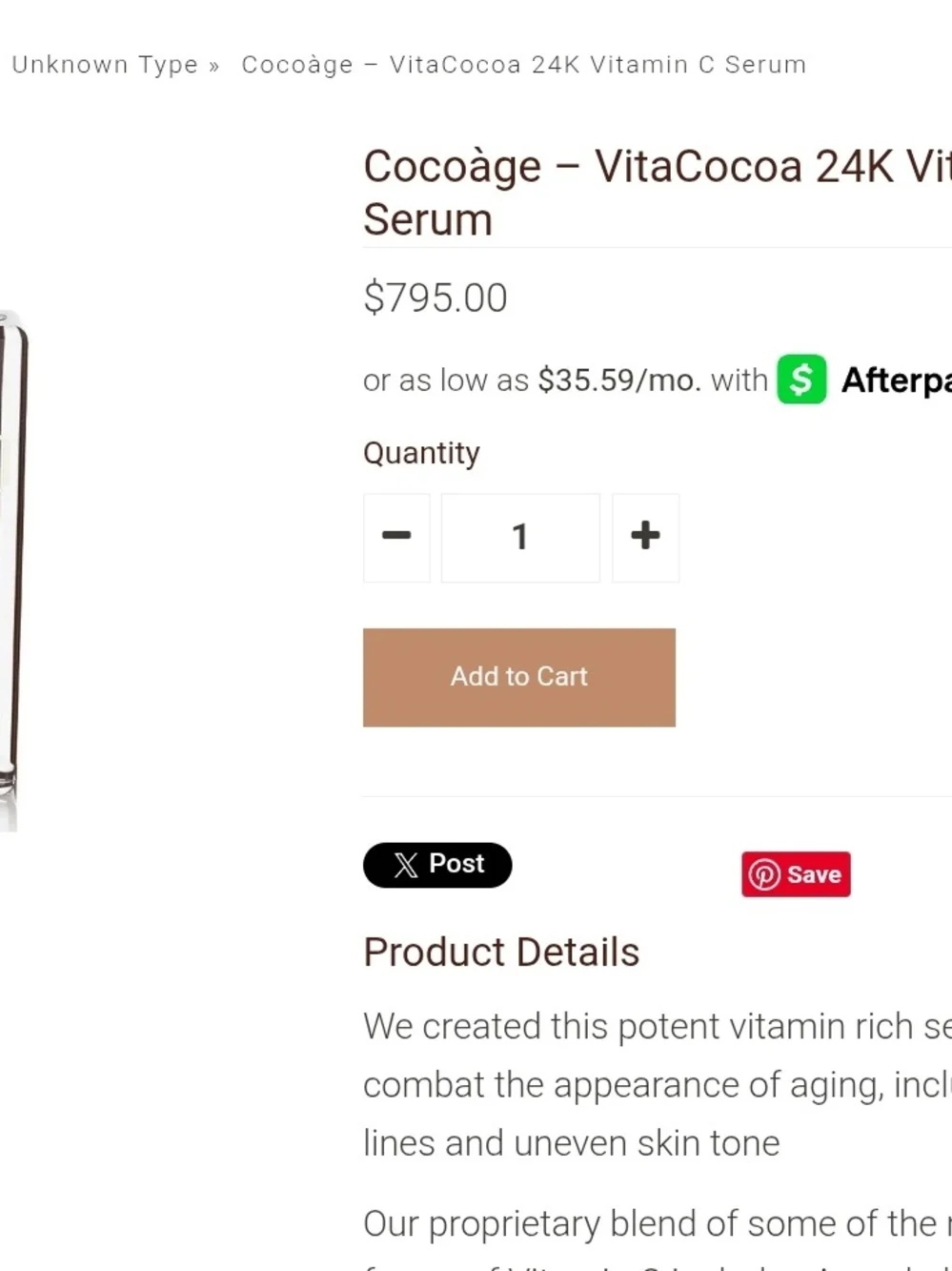 Cocoage VitaCocoa 24K Gold Vitamin C Serum - Brown